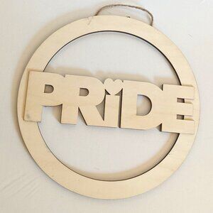 NWT 'Pride' Sign Heart Circular LGBT DIY Crafts Wood Wall Art Decor Michael's